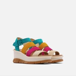 SOREL Women's Joanie III Ankle Strap Wedge Sandal Colorful Leather Size 10 US